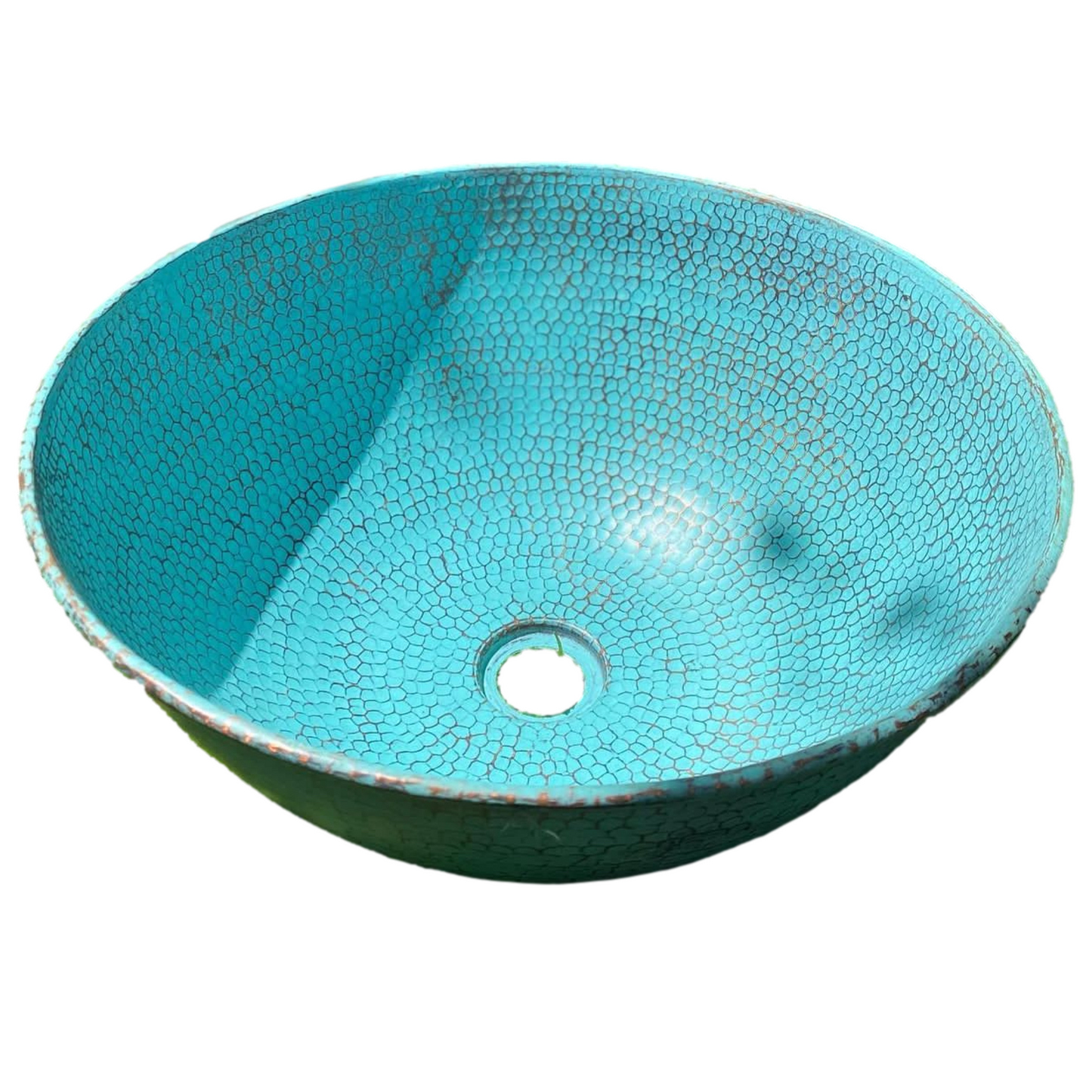 Mexican Hand Hammered Copper Sink- Santa Clara Aqua CoLores Decor | Mexican Artisan Decor