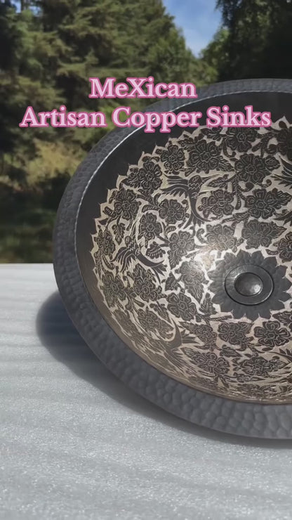 Mexican Hand Hammered and Engraved Copper Sink- La Aurora