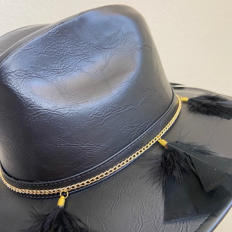 Mexican Handcrafted Leather Fedora Hat | El Cuervo Black Colores Decor