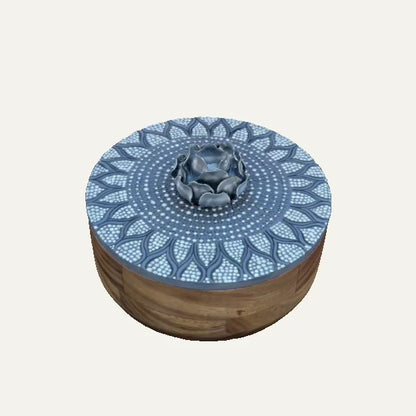 Mexican Handmade Parota Wood Tortilla Warmer - Platinum Rose