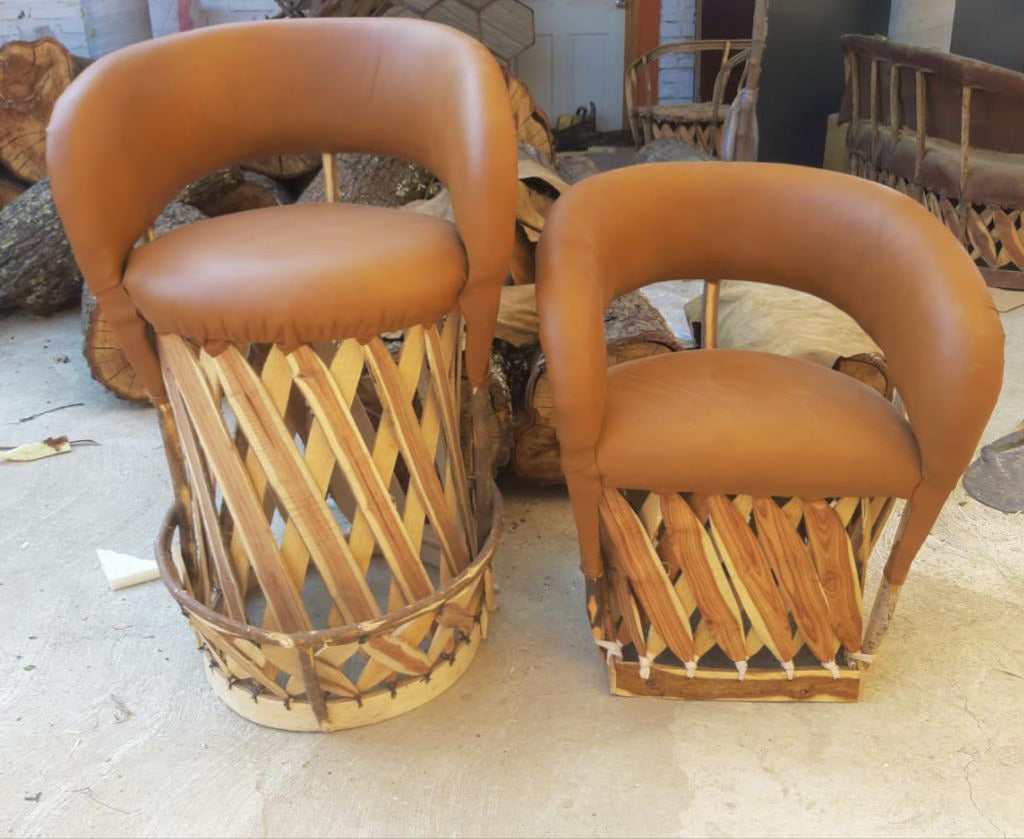 Set of 4 Mexican Handmade Cushioned Equipal Cancun Chairs- Traditional MeXican Artisan Fashion & Design
