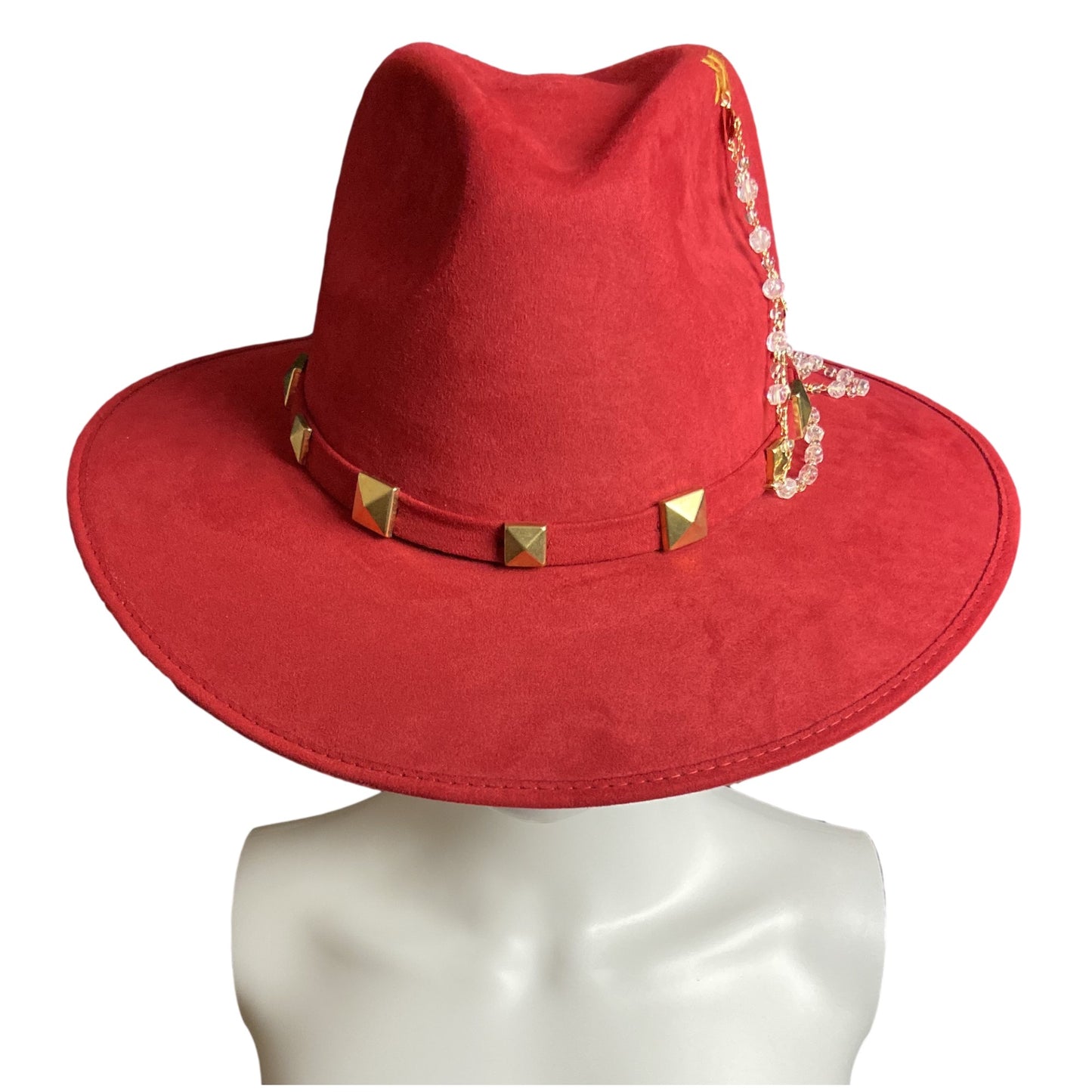 Mexican Handcrafted Red Fedora Hat | El Rosario