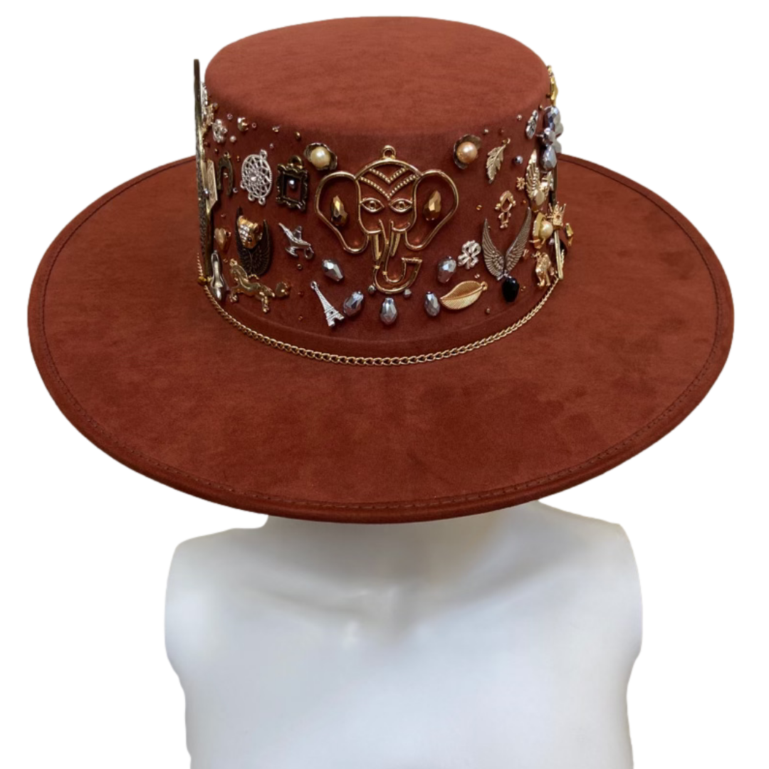 Mexican Handcrafted Boater Hat | La Gitana Elefante Terracotta Colores Decor