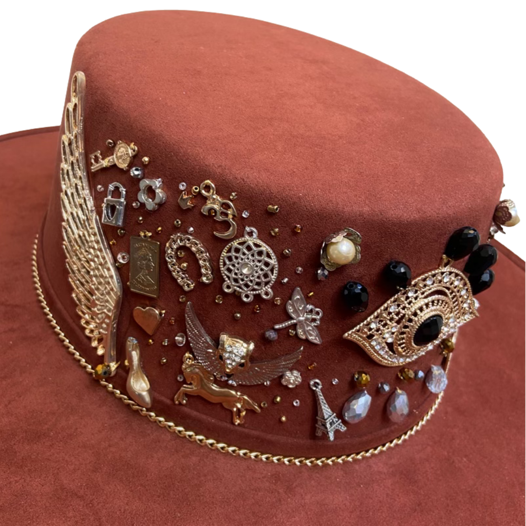 Mexican Handcrafted Boater Hat | La Gitana Ojo Terracotta Colores Decor