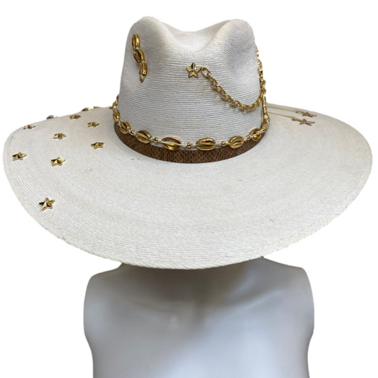 Mexican Handcrafted Wide Brim Palm Cowboy Hat | Los Cabos VIP 2 Styles in 1 Colores Decor
