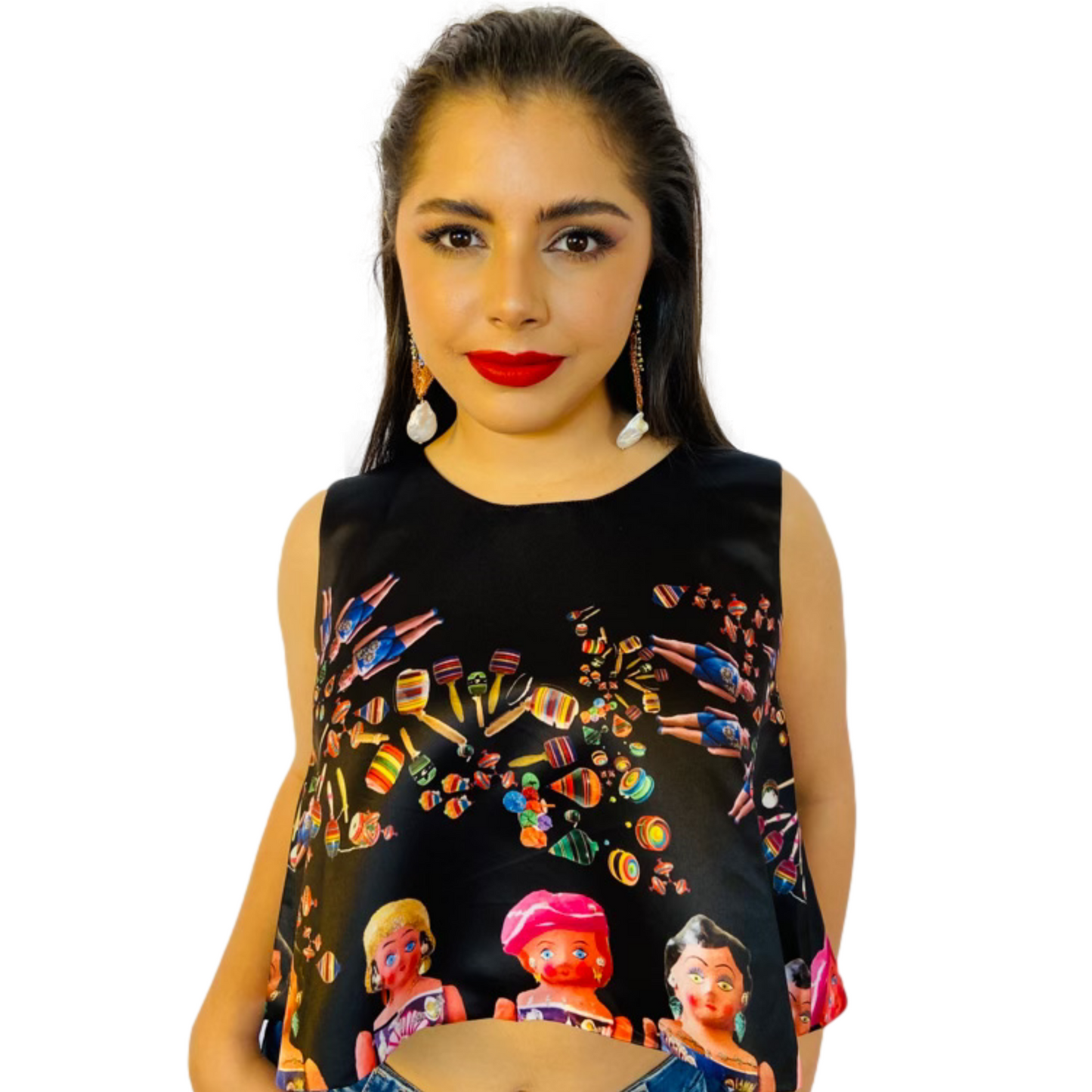 Mexican Fashion Crop Tops - Nayibi Mexico Folklore Doll Crop Tops Colores Decor