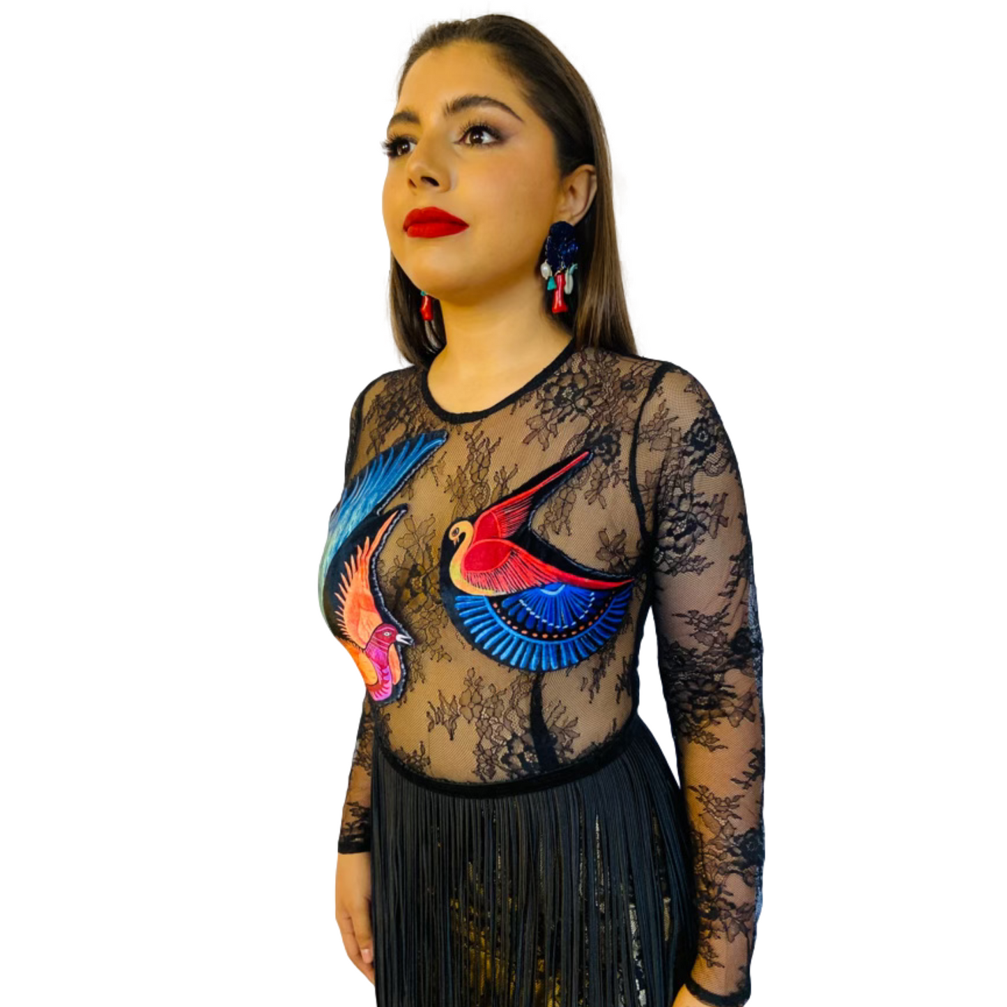 Mexican Fashion Embroidered Dress - Nayibi Mexico Amate Birds Black Dress Colores Decor