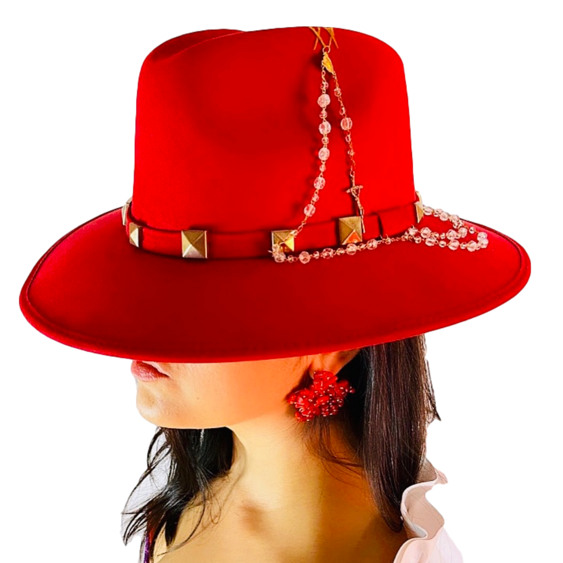Mexican Handcrafted Red Fedora Hat | El Rosario Colores Decor