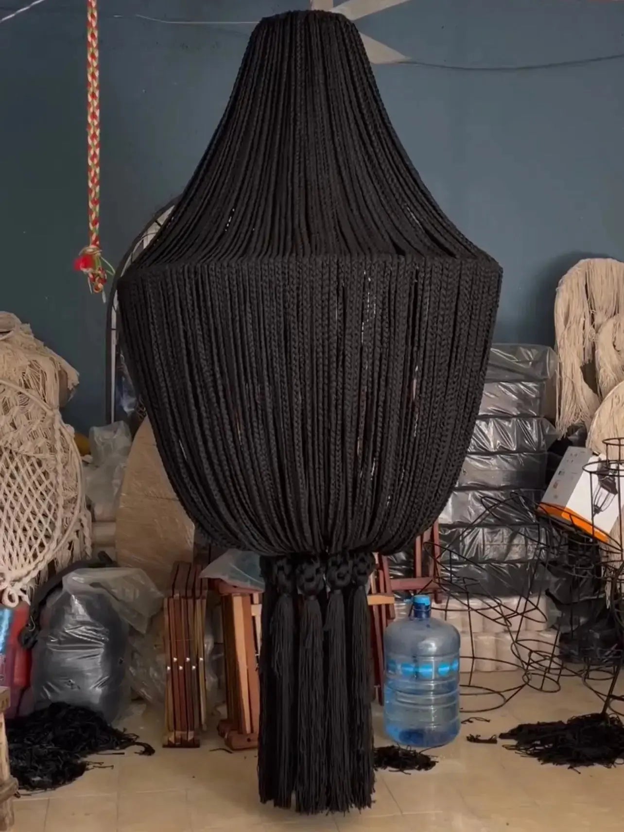 Mexican Handmade Braided Tassel Chandelier-  Eli CoLores Decor | Mexican Artisan Decor