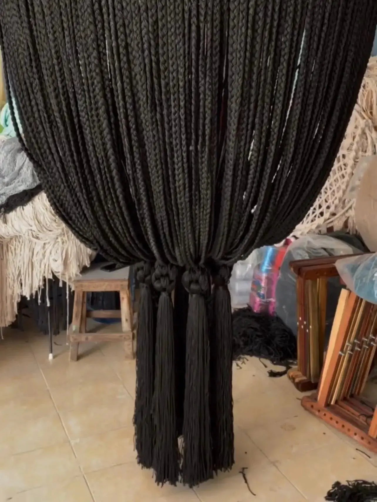 Mexican Handmade Braided Tassel Chandelier-  Eli CoLores Decor | Mexican Artisan Decor