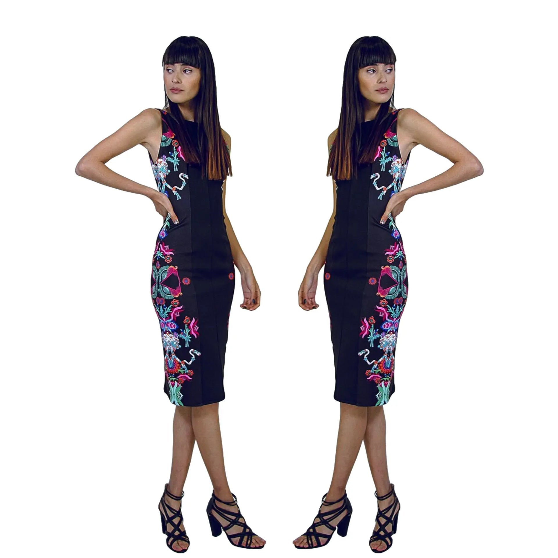 Mexican Fashion Black Dress - Nayibi Mexico Xochiquetzal Dress -  CoLores  DECOR