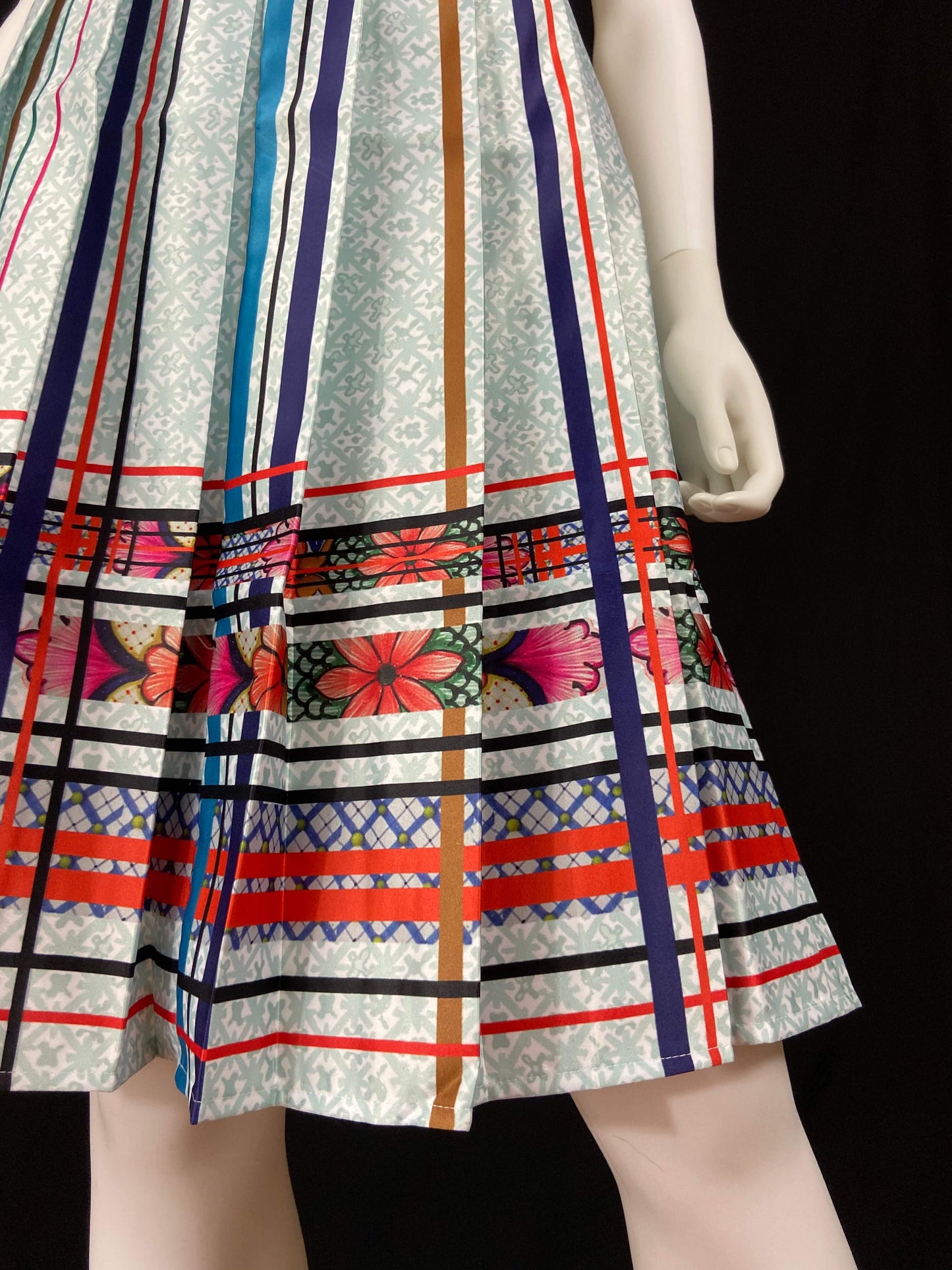 Mexican Fashion Designer Talavera Pleated Skirt Colores Decor