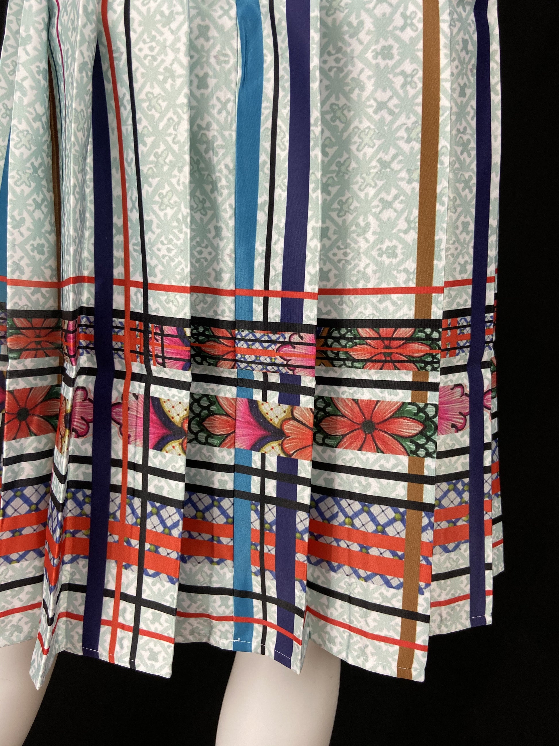 Mexican Fashion Designer Talavera Pleated Skirt Colores Decor