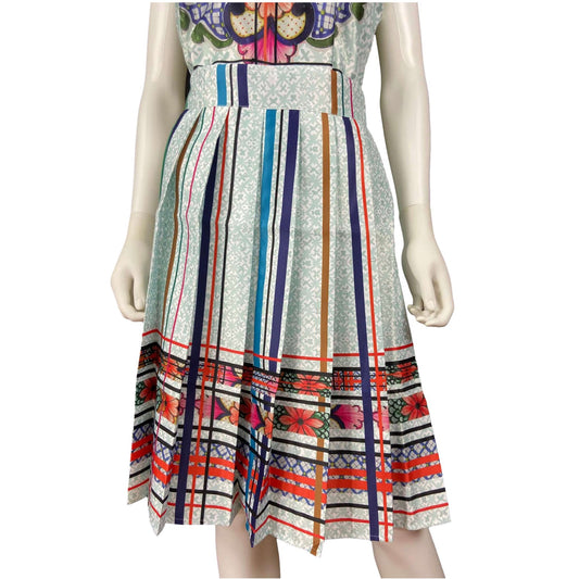 Mexican Fashion Pleated Skirt - Nayibi Mexico Talavera Skirt Colores Decor