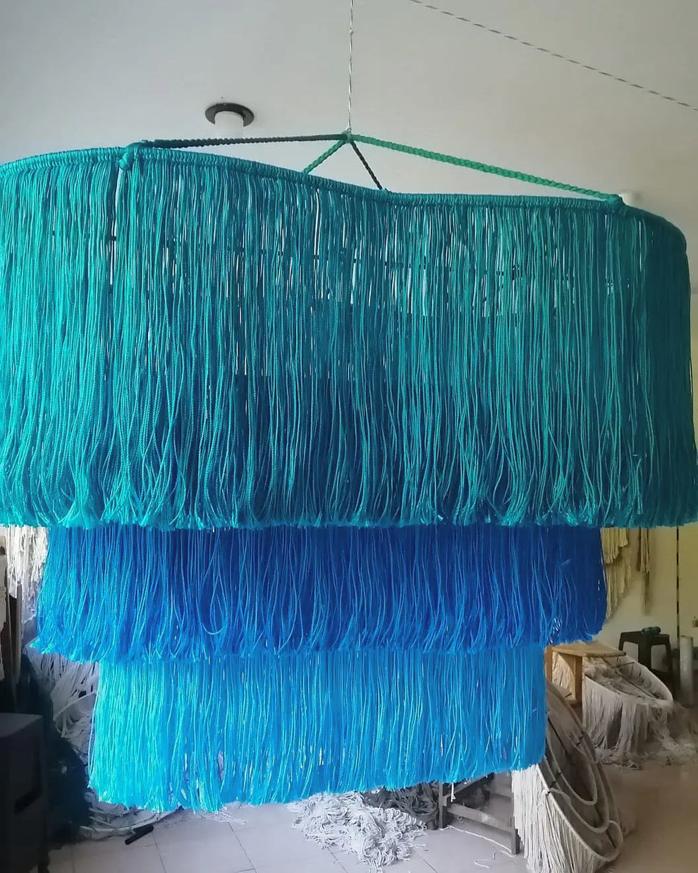 Mexican Handmade 3 Level Tassel Chandelier- Merida | CoLores Decor ...