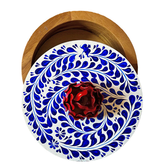 Mexican Handmade Parota Wood Tortilla Warmer - Red Rose MeXican Artisan Fashion & Design