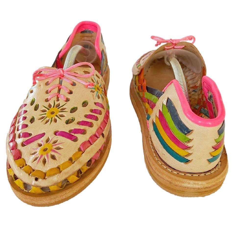 Mexican Womens Huaraches: Zamora Leather Sandals Colores Decor