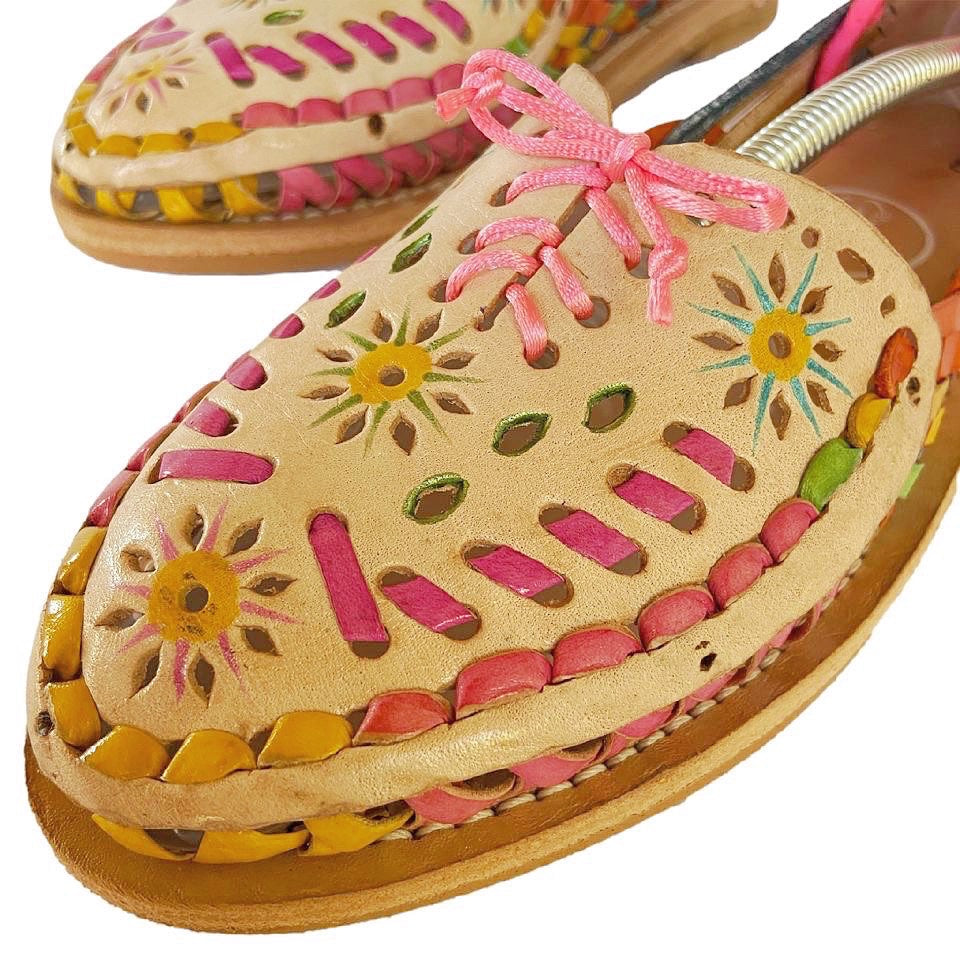 Mexican Womens Huaraches: Zamora Leather Sandals Colores Decor