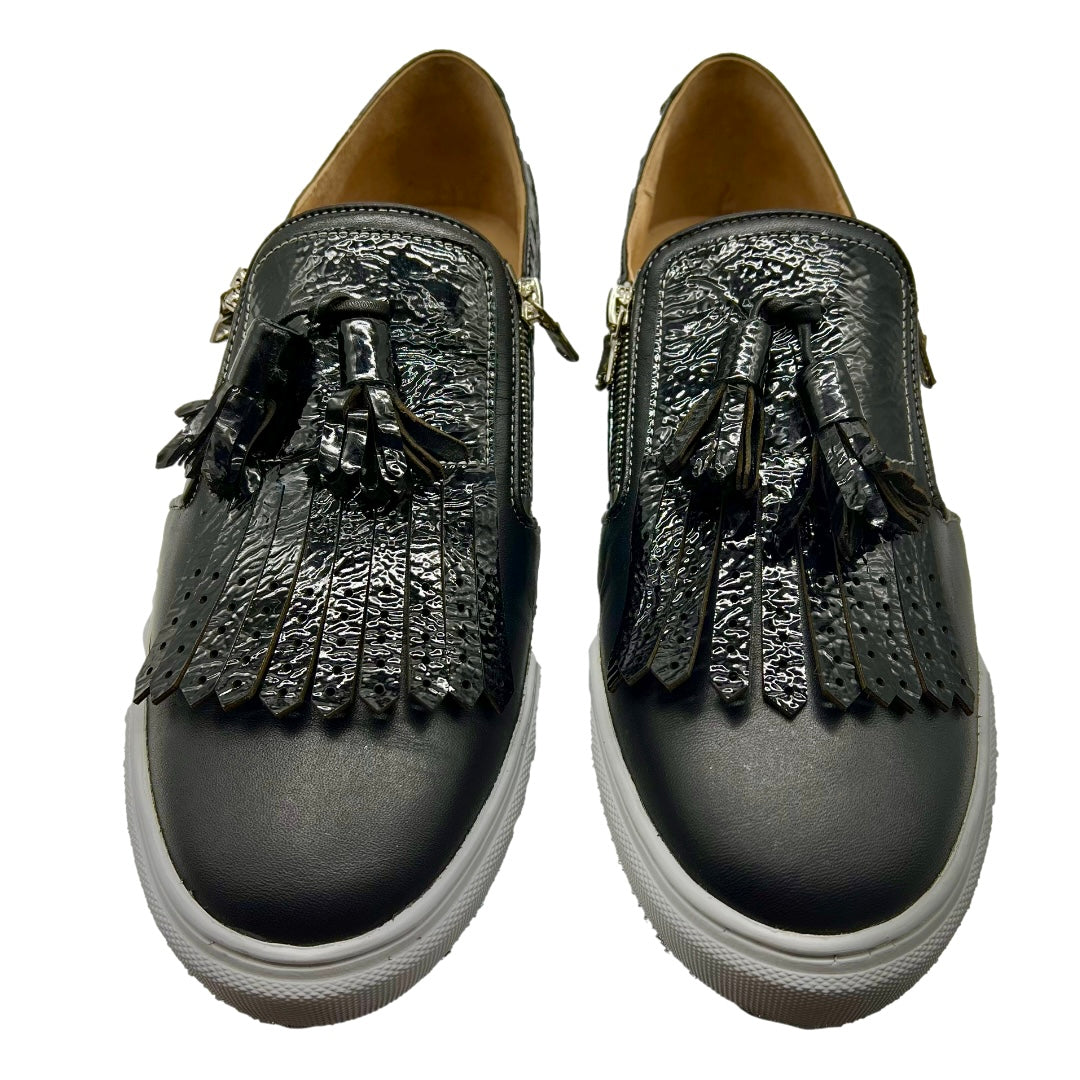Mexican Handmade Men's Premium Leather Loafer Sneaker- Lig Black Colores Decor