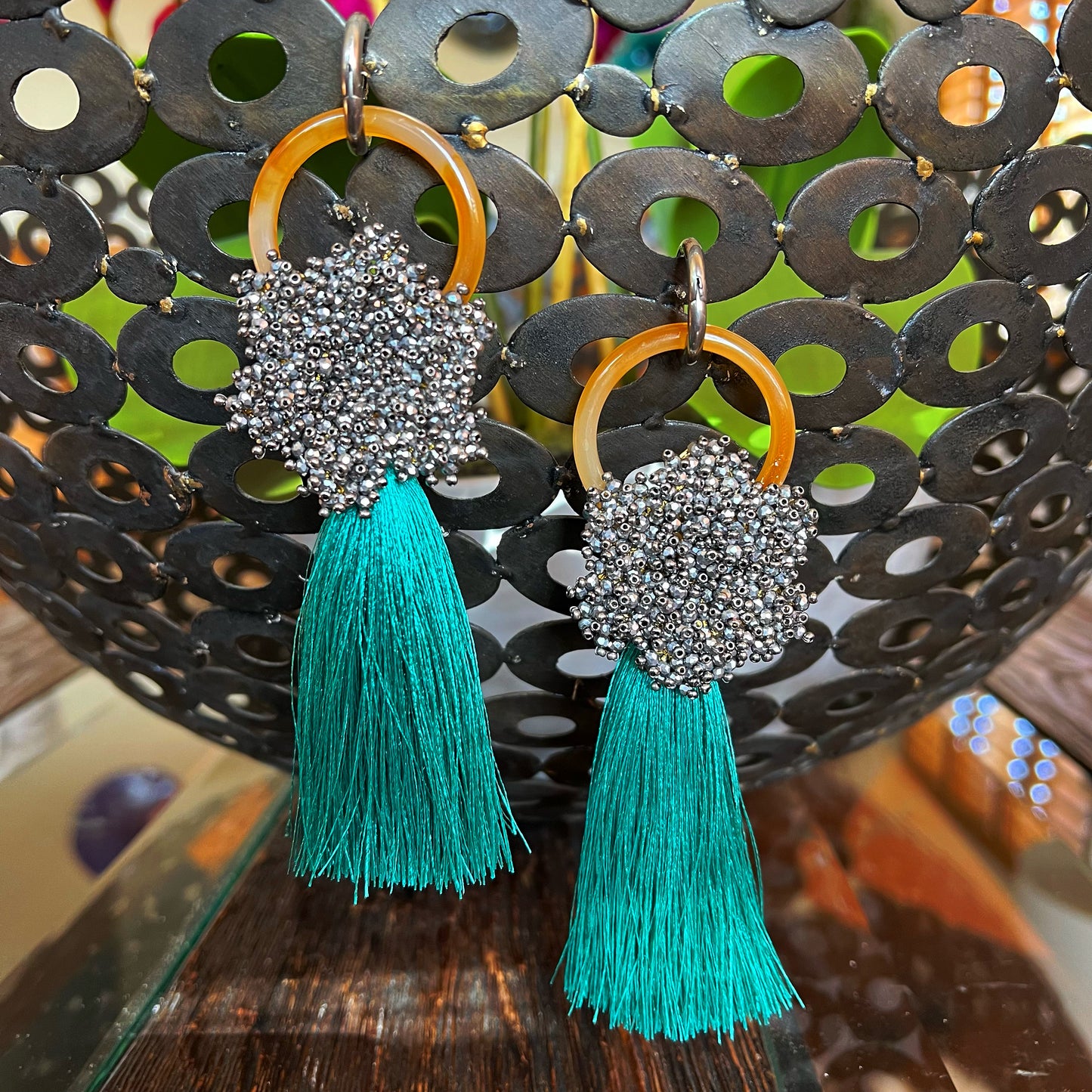 Mexican Handmade Tassel Statement Earrings | Uembekua Colores Decor