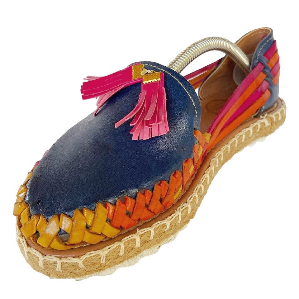 Mexican Women Huaraches: Maruata Premium Leather Sandals Colores Decor