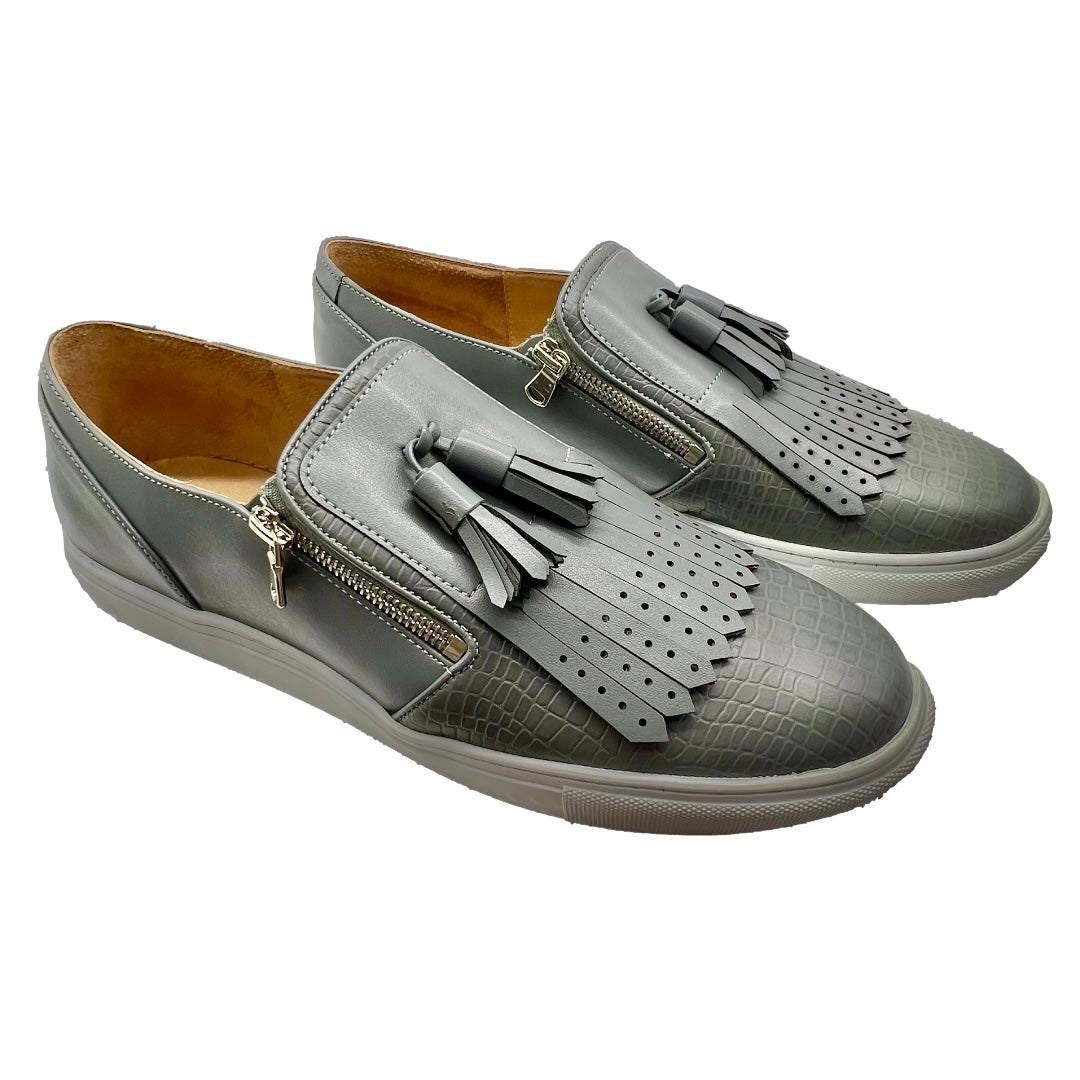Mexican Handmade Men's Premium Leather Loafer Sneaker- Lig Grey Colores Decor