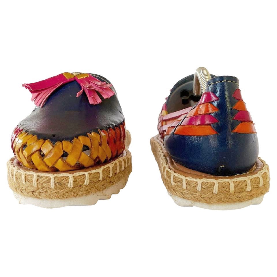 Mexican Women Huaraches: Maruata Premium Leather Sandals Colores Decor